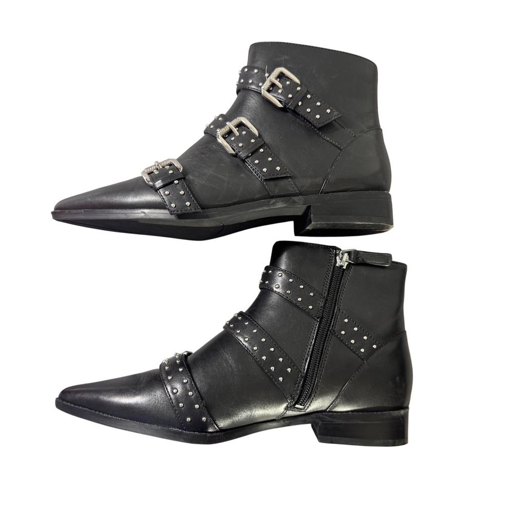 Nine West Womens Seraphim Black Leather Studded Pointed Toe Booties‎ Whimsigoth